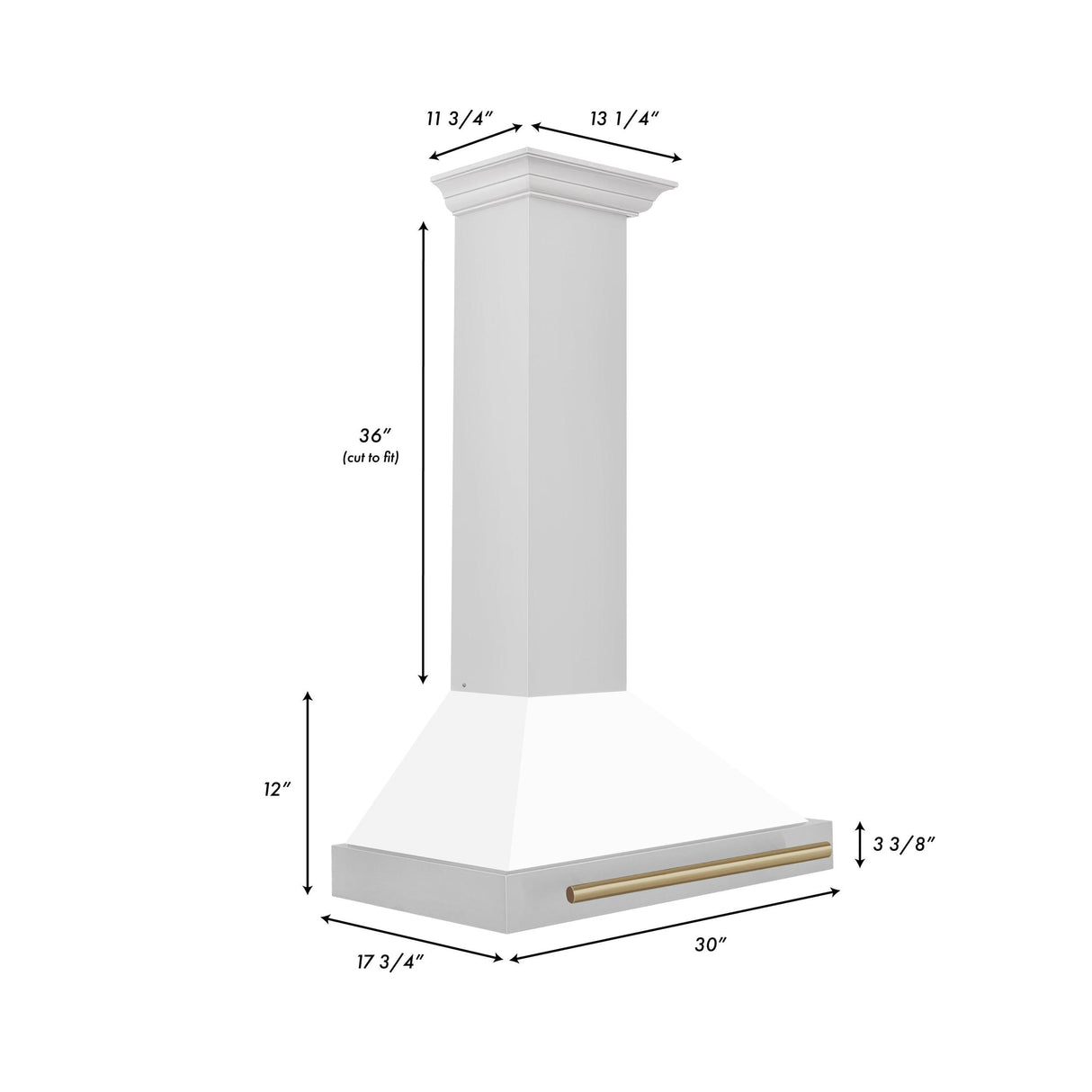 ZLINE 30 in. Autograph Edition Convertible Stainless Steel Range Hood with White Matte Shell [Color: Champagne Bronze] - (KB4STZWM30CB)