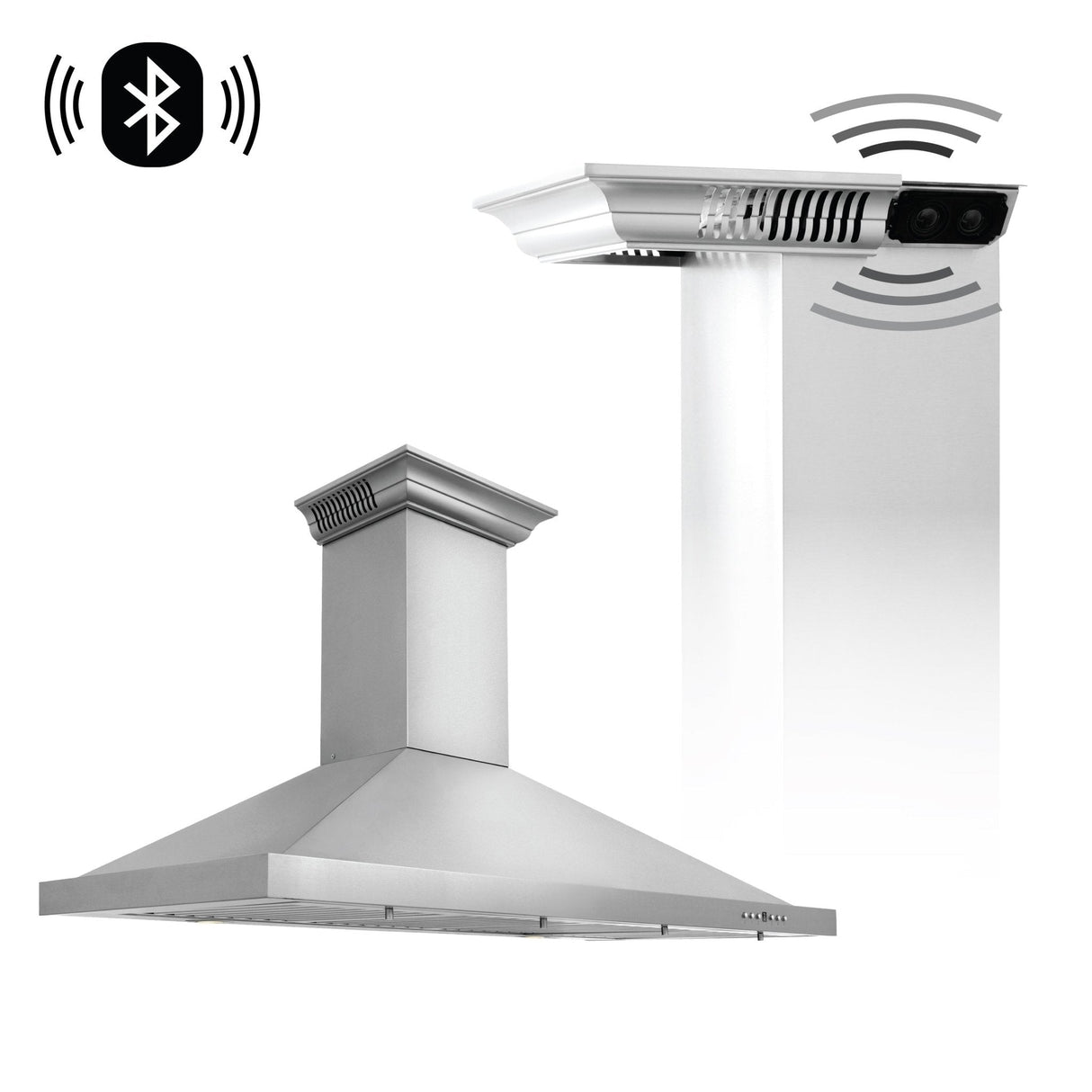 ZLINE CrownSound Ducted Vent Wall Mount Range Hood in Stainless Steel with Built-in Bluetooth Speakers (KBCRN-BT) - (KBCRNBT42)