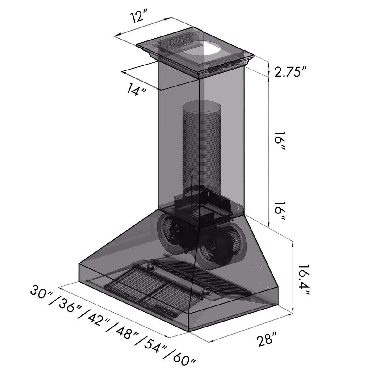 ZLINE Professional Wall Mount Range Hood in Stainless Steel with Built-in ZLINE CrownSound Bluetooth Speakers (697CRN-BT) - (697CRNBT48)