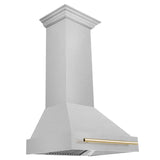 30 in. ZLINE Autograph Edition DuraSnow Stainless Steel Range Hood with DuraSnow Stainless Steel Shell and Handle (8654SNZ-30) [Color: Gold] - (8654SNZ30G)