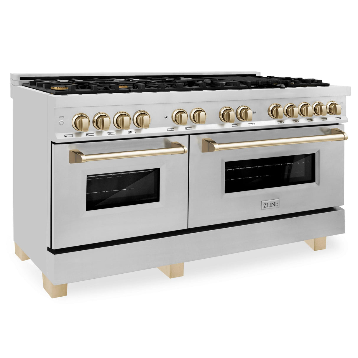 ZLINE Autograph Edition 60" 7.4 cu. ft. Dual Fuel Range with Gas Stove and Electric Oven in Stainless Steel with Accents (RAZ-60) [Color: Champagne Bronze] - (RAZ60CB)