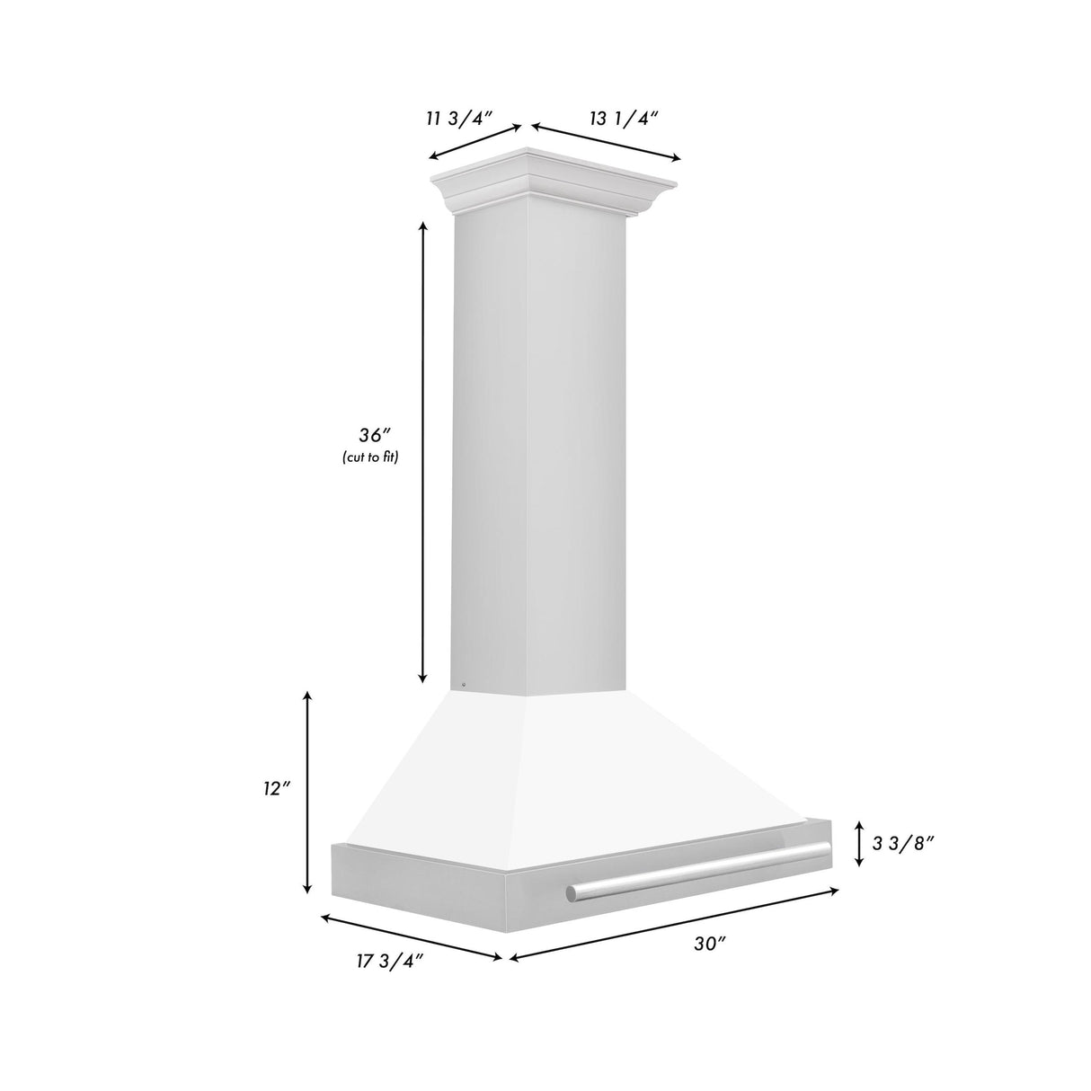 ZLINE 30 in. Convertible Stainless Steel Range Hood with Stainless Steel Handle (KB4STX-30) [Color: White Matte] - (KB4STXWM30)