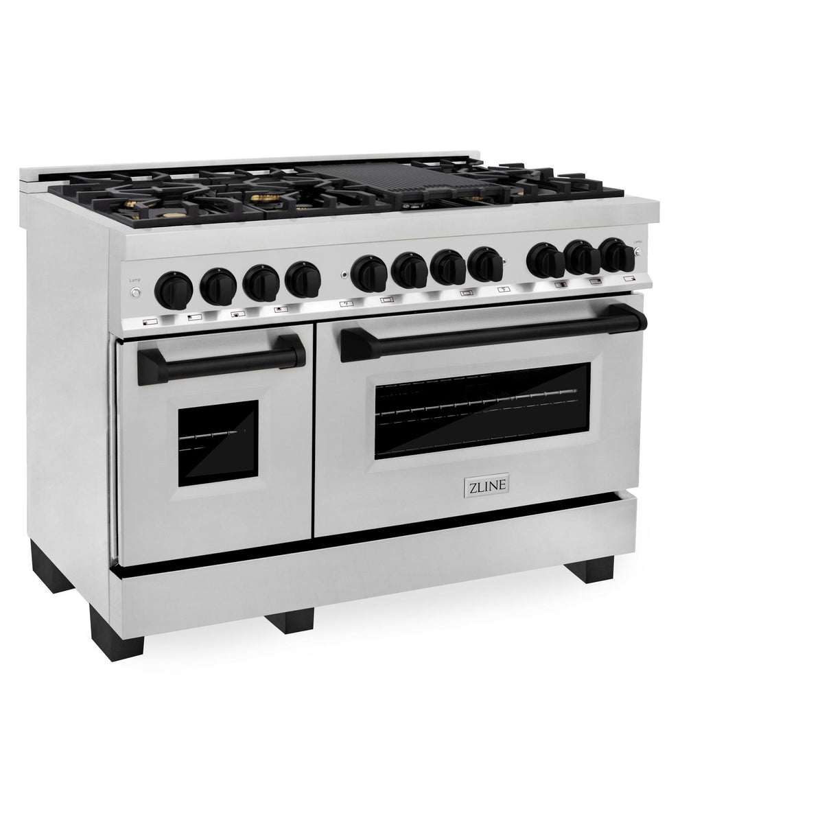 ZLINE Autograph Edition 48" 6.0 cu. ft. Dual Fuel Range with Gas Stove and Electric Oven in Stainless Steel with Accents (RAZ-48) [Color: Matte Black] - (RAZ48MB)