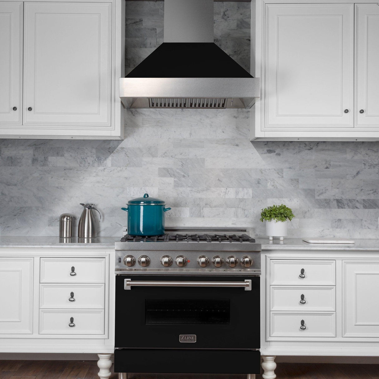 ZLINE Ducted DuraSnow Stainless Steel Range Hood with Black Matte Shell (8654BLM) - (8654BLM30)