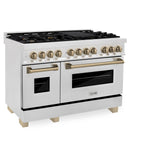 ZLINE Autograph Edition 48" 6.0 cu. ft. Dual Fuel Range with Gas Stove and Electric Oven in DuraSnow Stainless Steel (RASZ-SN-48) [Color: Champagne Bronze] - (RASZSN48CB)