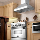 ZLINE Professional Convertible Vent Wall Mount Range Hood in Stainless Steel with Crown Molding (597CRN) - (597CRN30)