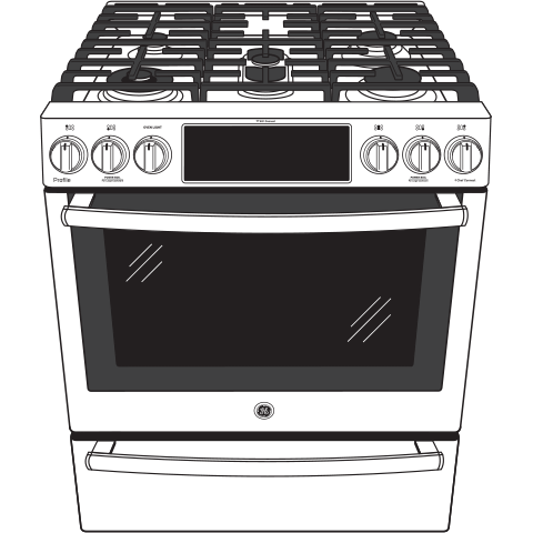 GE Profile(TM) 30" Smart Slide-In Front-Control Gas Fingerprint Resistant Range with No Preheat Air Fry - (PGS930YPFS)