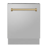 ZLINE Autograph Edition 24" 3rd Rack Top Control Tall Tub Dishwasher in Stainless Steel with Accent Handle, 51dBa (DWVZ-304-24) [Color: Champagne Bronze] - (DWVZ30424CB)