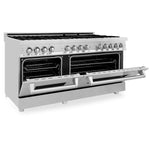 ZLINE 60 in. 7.4 cu. ft. Dual Fuel Range with Gas Stove and Electric Oven in Stainless Steel with Color Options (RA60) [Color: Stainless Steel with DuraSnow Door] - (RASN60)