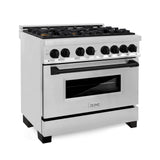 ZLINE Autograph Edition 36" 4.6 cu. ft. Dual Fuel Range with Gas Stove and Electric Oven in Stainless Steel with Accents (RAZ-36) [Color: Matte Black] - (RAZ36MB)