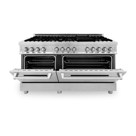 ZLINE 60 in. 7.4 cu. ft. Dual Fuel Range with Gas Stove and Electric Oven in Stainless Steel with Color Options (RA60) [Color: Stainless Steel with DuraSnow Door] - (RASN60)