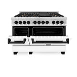 ZLINE Autograph Edition 48" 6.0 cu. ft. Dual Fuel Range with Gas Stove and Electric Oven in Stainless Steel with White Matte Door with Accents (RAZ-WM-48) [Color: Matte Black] - (RAZWM48MB)