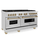 ZLINE Autograph Edition 60" 7.4 cu. ft. Dual Fuel Range with Gas Stove and Electric Oven in Stainless Steel with Accents (RAZ-60) [Color: Gold] - (RAZ60G)