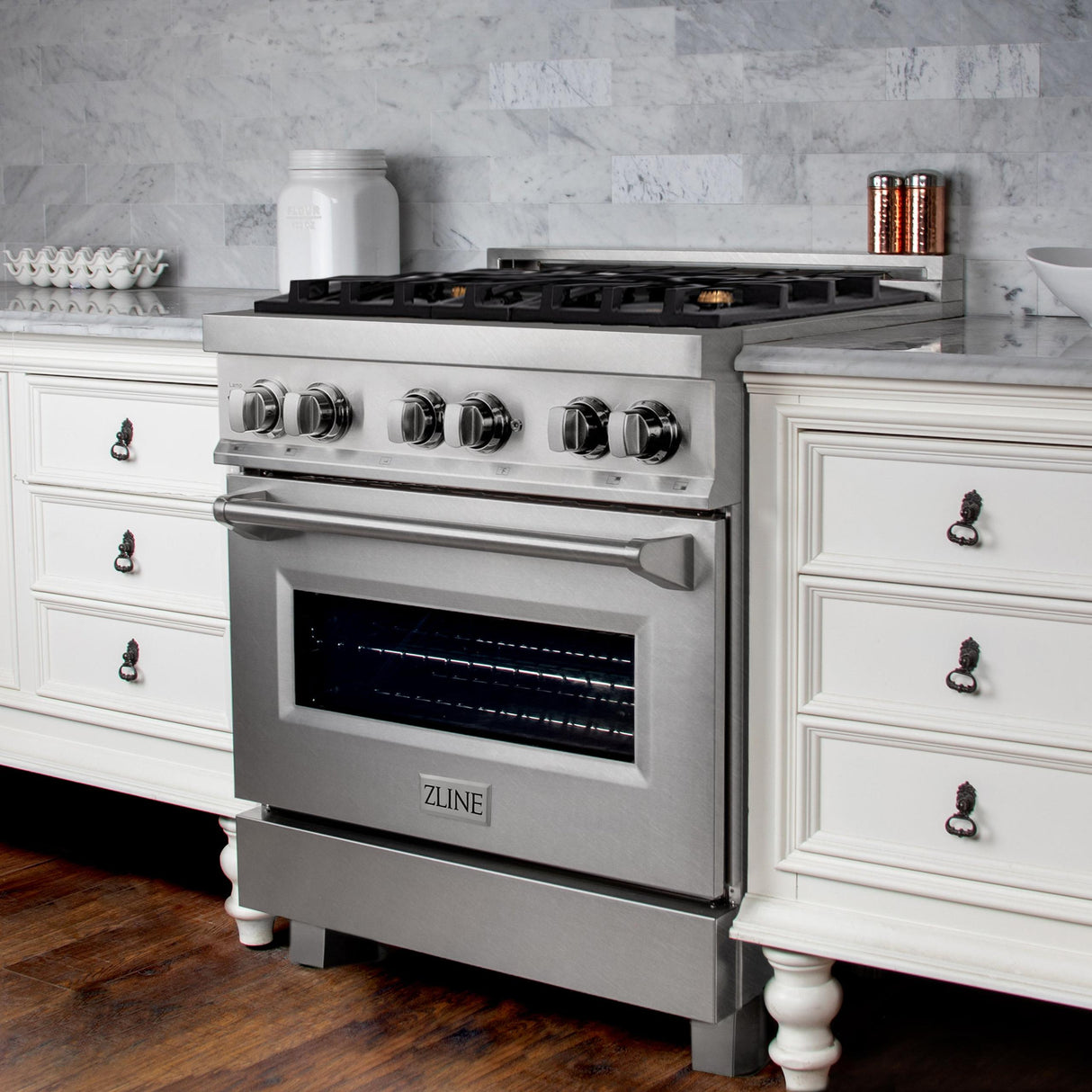 ZLINE 30 in. 4.0 cu. ft. Dual Fuel Range with Gas Stove and Electric Oven in All DuraSnow Stainless Steel with Color Door Options (RAS-SN-30) [Color: White Matte] - (RASWM30)