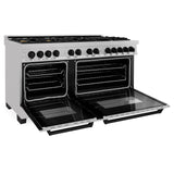 ZLINE Autograph Edition 60 in. 7.4 cu. ft. Dual Fuel Range with Gas Stove and Electric Oven in DuraSnow Stainless Steel with Accents (RASZ-SN-60) - (RASZSN60MB)