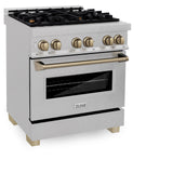 ZLINE Autograph Edition 30" 4.0 cu. ft. Dual Fuel Range with Gas Stove and Electric Oven in DuraSnow Stainless Steel with Accents (RASZ-SN-30) [Color: Champagne Bronze] - (RASZSN30CB)