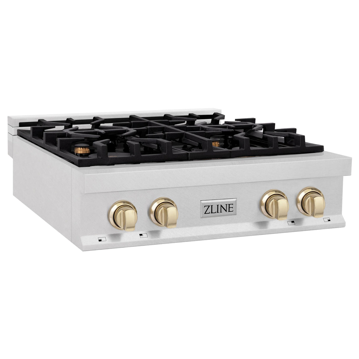 ZLINE Autograph Edition 30" Porcelain Rangetop with 4 Gas Burners in Fingerprint Resistant Stainless Steel and Polished Gold Accents (RTSZ-30-G) - (RTSZ30G)