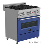 ZLINE 30 in. 4.0 cu. ft. Dual Fuel Range with Gas Stove and Electric Oven in All DuraSnow Stainless Steel with Color Door Options (RAS-SN-30) [Color: Blue Matte] - (RASBM30)