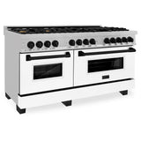 ZLINE Autograph Edition 60 in. 7.4 cu. ft. Dual Fuel Range with Gas Stove and Electric Oven in DuraSnow Stainless Steel with White Matte Door and Accents (RASZ-WM-60) [Color: Matte Black Accents] - (RASZWM60MB)