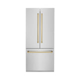 ZLINE 36? Autograph Edition 19.6 cu. ft. Built-in 2-Door Bottom Freezer Refrigerator with Internal Water and Ice Dispenser in Stainless Steel with Polished Gold Accents (RBIVZ-304-36-G) - (RBIVZ30436G)