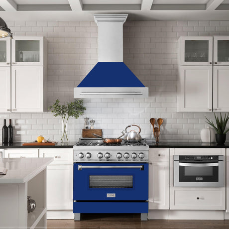 ZLINE 36 in. DuraSnow Stainless Steel Range Hood with DuraSnow Shell (8654SNX-36) [Color: Blue Gloss] - (8654SNXBG36)