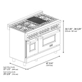 ZLINE 48 in. Dual Fuel Range with Gas Stove and Electric Oven in Stainless Steel (RA48) [Color: White Matte] - (RAWM48)