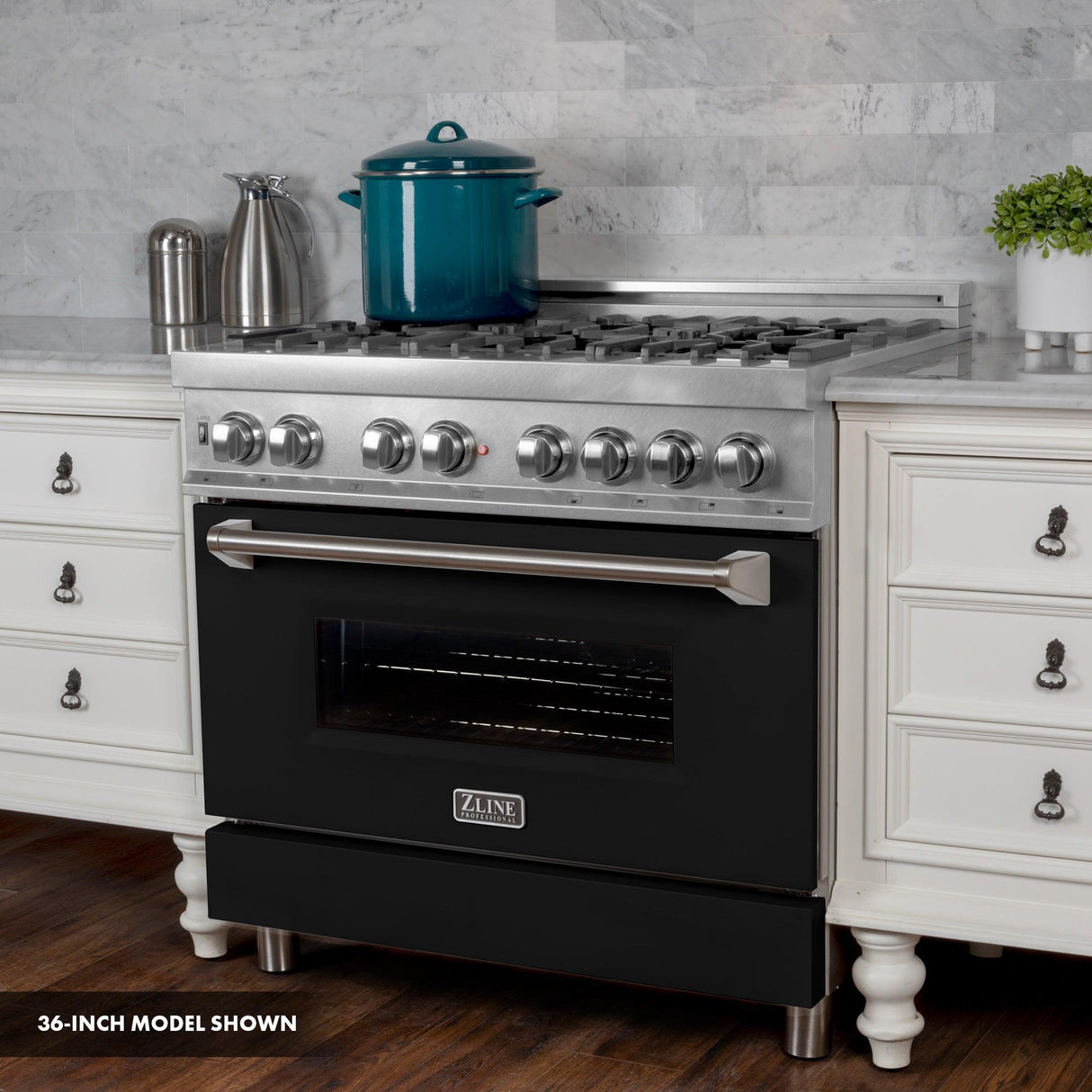 ZLINE 30 in. 4.0 cu. ft. Dual Fuel Range with Gas Stove and Electric Oven in All DuraSnow Stainless Steel with Color Door Options (RAS-SN-30) [Color: Black Matte] - (RASBLM30)