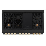 ZLINE Autograph Edition 48" 6.0 cu. ft. Dual Fuel Range with Gas Stove and Electric Oven in Black Stainless Steel with Accents (RABZ-48) [Color: Gold] - (RABZ48G)