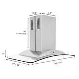 ZLINE Convertible Vent Island Mount Range Hood in Stainless Steel & Glass (GL9i) - (GL9I30)