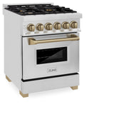 ZLINE Autograph Edition 30" 4.0 cu. ft. Dual Fuel Range with Gas Stove and Electric Oven in Stainless Steel with Accents (RAZ-30) [Color: Champagne Bronze] - (RAZ30CB)