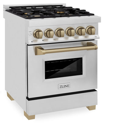 ZLINE Autograph Edition 30" 4.0 cu. ft. Dual Fuel Range with Gas Stove and Electric Oven in Stainless Steel with Accents (RAZ-30) [Color: Champagne Bronze] - (RAZ30CB)