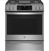 GE Profile(TM) 30" Smart Slide-In Front-Control Gas Fingerprint Resistant Range with No Preheat Air Fry - (PGS930YPFS)