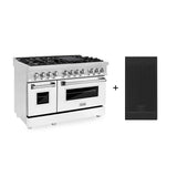 ZLINE 48 in. 6.0 cu. ft. Electric Oven and Gas Cooktop Dual Fuel Range with Griddle and White Matte Door in Stainless Steel (RA-WM-GR-48) - (RAWMGR48)