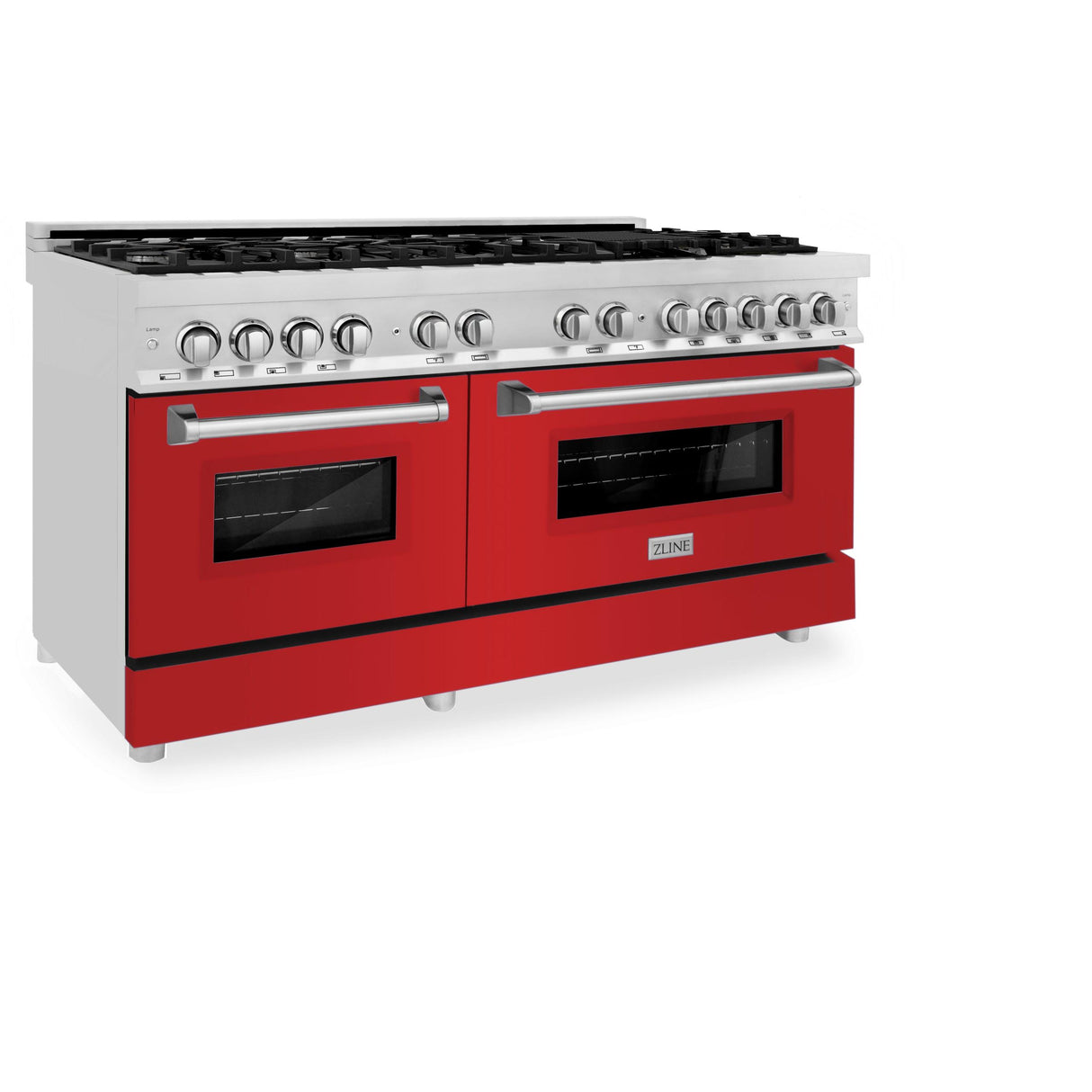 ZLINE 60 in. 7.4 cu. ft. Dual Fuel Range with Gas Stove and Electric Oven in Stainless Steel with Color Options (RA60) [Color: Red Matte] - (RARM60)