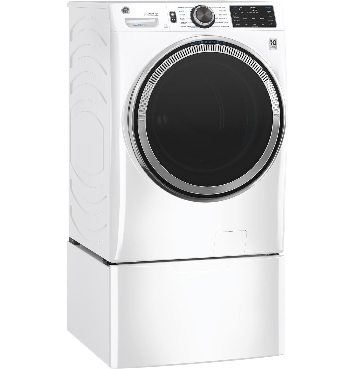 GE(R) ENERGY STAR(R) 4.8 cu. ft. Capacity Smart Front Load Steam Washer with SmartDispense(TM) UltraFresh Vent System with OdorBlock(TM) and Sanitize + Allergen - (GFW650SSNWW)