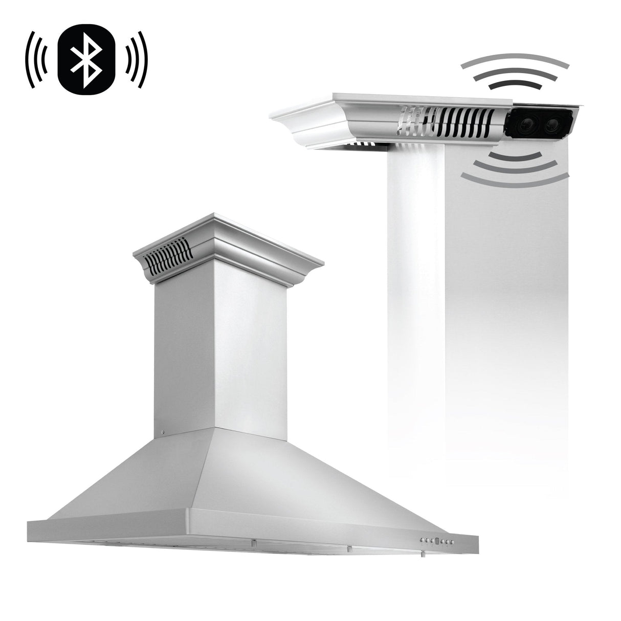 ZLINE CrownSound Ducted Vent Wall Mount Range Hood in Stainless Steel with Built-in Bluetooth Speakers (KBCRN-BT) - (KBCRNBT36)