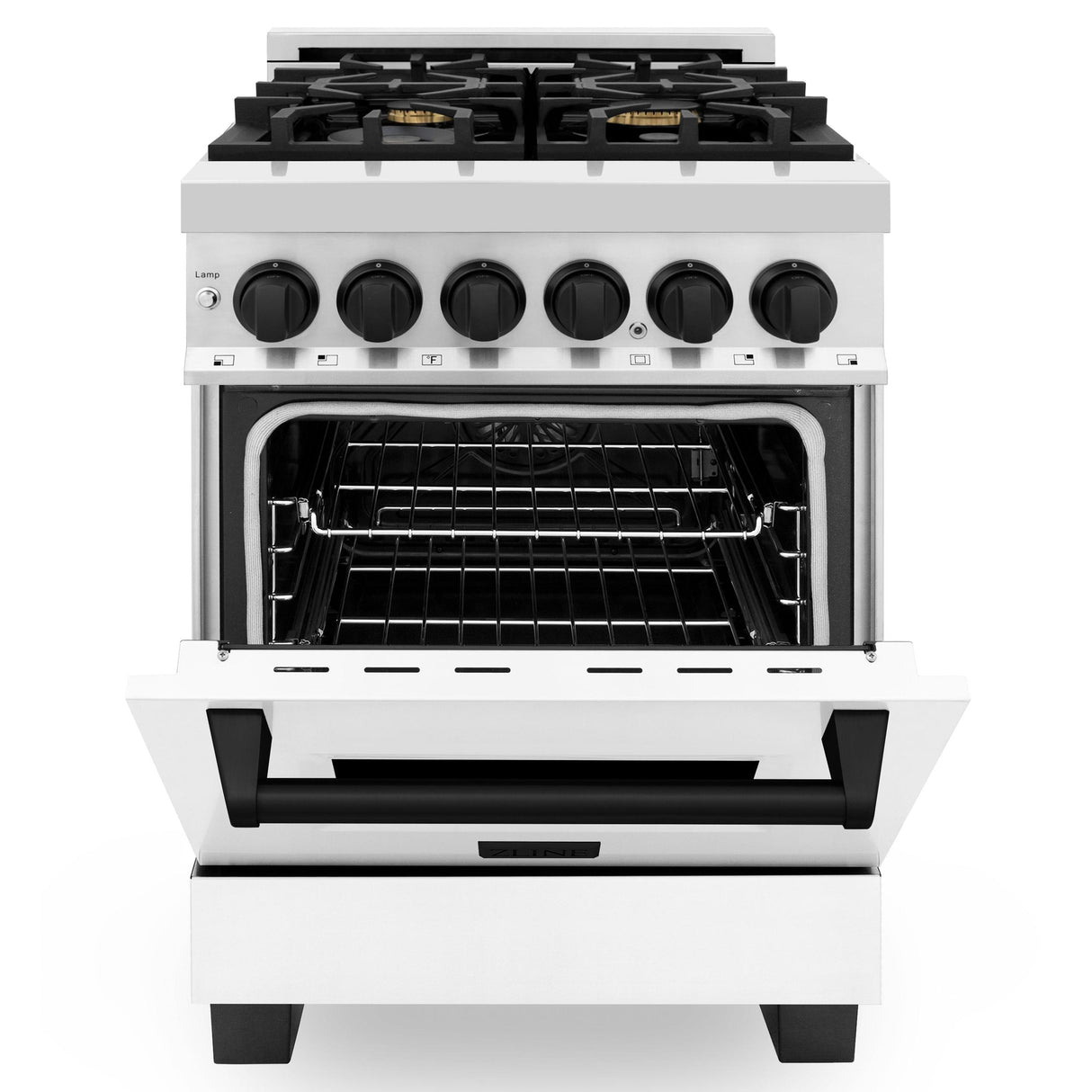 ZLINE Autograph Edition 24" 2.8 cu. ft. Dual Fuel Range with Gas Stove and Electric Oven in Stainless Steel with White Matte Door and Accents (RAZ-WM-24) [Color: Matte Black] - (RAZWM24MB)