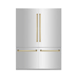 ZLINE 60" Autograph Edition 32.2 cu. ft. Built-in 4-Door French Door Refrigerator with Internal Water and Ice Dispenser in Stainless Steel with Polished Gold Accents (RBIVZ-304-60-G) - (RBIVZ30460G)