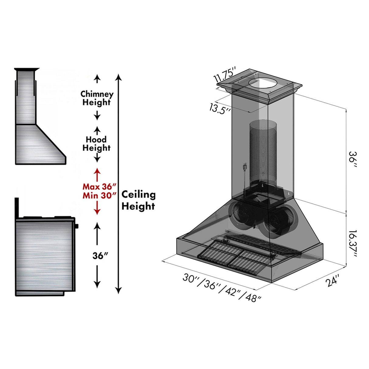 ZLINE Designer Series Wall Mount Range Hood (8667B) - (8667B36)