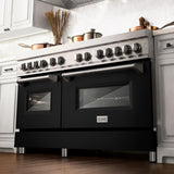 ZLINE 60 in. 7.4 cu. ft. Dual Fuel Range with Gas Stove and Electric Oven in Stainless Steel with Color Options (RA60) [Color: Black Matte] - (RABLM60)