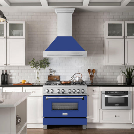 ZLINE 36 in. DuraSnow Stainless Steel Range Hood with DuraSnow Shell (8654SNX-36) [Color: Blue Matte] - (8654SNXBM36)