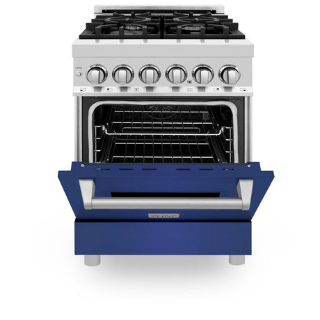 ZLINE 24 in. Professional Dual Fuel Range with Color Door Options (RA24) [Color: Blue Matte] - (RABM24)