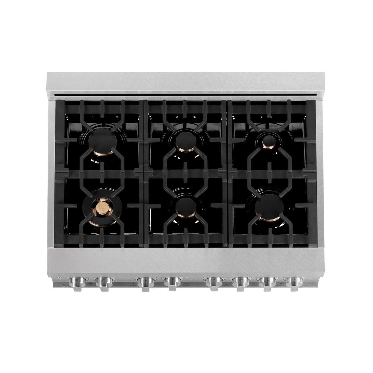 ZLINE 36 in. Professional Dual Fuel Range in DuraSnow Stainless Steel with Brass Burners and Reversible Griddle (RAS-SN-BR-GR-36) - (RASSNBRGR36)