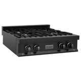 ZLINE 30 in. Porcelain Rangetop in Black Stainless with 4 Gas Burners (RTB-BR-30) with Brass Burners - (RTBBR30)