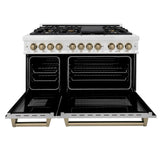 ZLINE Autograph Edition 48" 6.0 cu. ft. Dual Fuel Range with Gas Stove and Electric Oven in DuraSnow Stainless Steel (RASZ-SN-48) [Color: Champagne Bronze] - (RASZSN48CB)