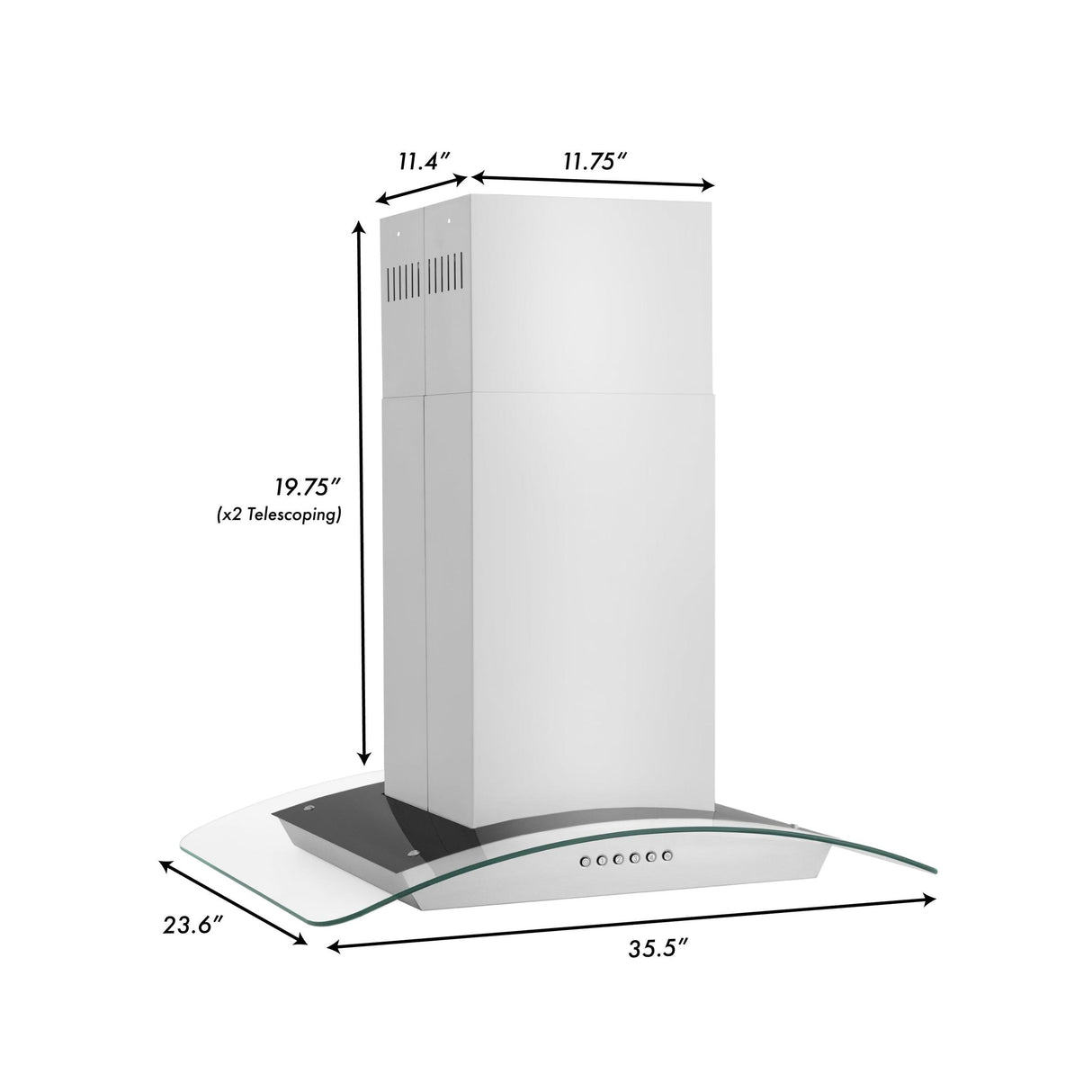 ZLINE Alpine Series Convertible Island Mount Range Hood in Stainless Steel (ALP70IS) - (ALP70IS36)