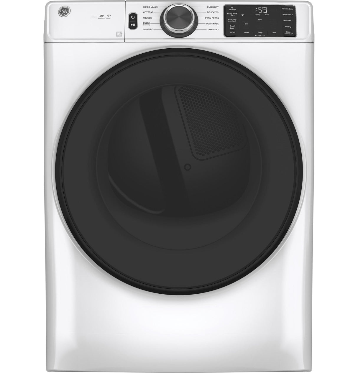 GE(R) ENERGY STAR(R) 7.8 cu. ft. Capacity Smart Front Load Electric Dryer with Sanitize Cycle - (GFD55ESSNWW)