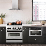 ZLINE Autograph Edition 30 in. 4.0 cu. ft. Dual Fuel Range with Gas Stove and Electric Oven in Stainless Steel with White Matte Door and Accents (RAZ-WM-30) [Color: Matte Black] - (RAZWM30MB)