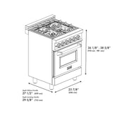 ZLINE 24 in. Professional Dual Fuel Range with Color Door Options (RA24) [Color: Stainless Steel with Brass Burners] - (RABR24)