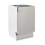 ZLINE Autograph Edition 18' Compact 3rd Rack Top Control Dishwasher in Stainless Steel with Accent Handle, 51dBa (DWVZ-304-18) [Color: Gold] - (DWVZ30418G)